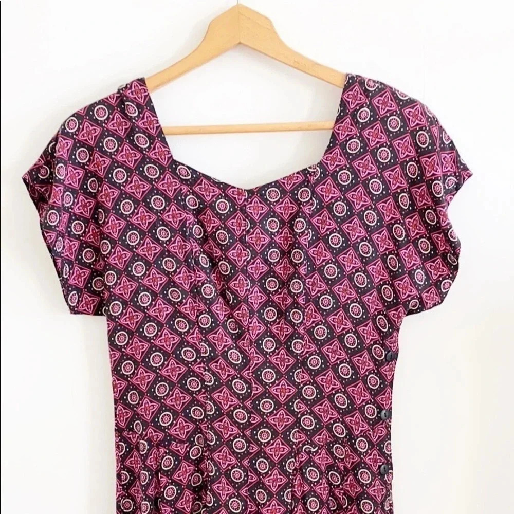 90s vintage passports printed short sleeve Skater Dress - Picture 2 of 8